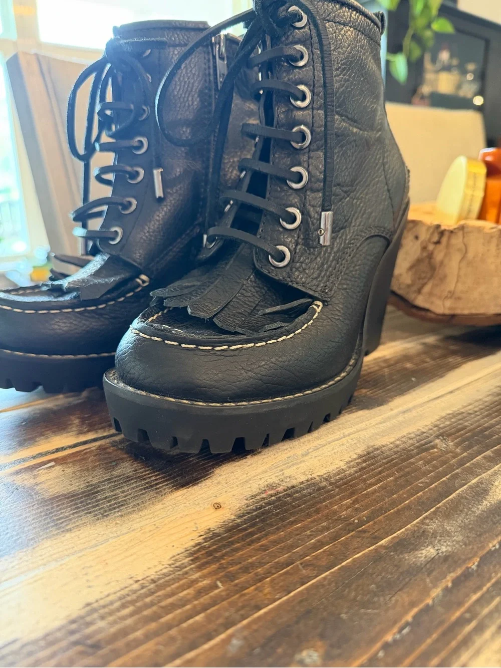 Tory Burch Trigg Boots Kiltie Fringe Wedge